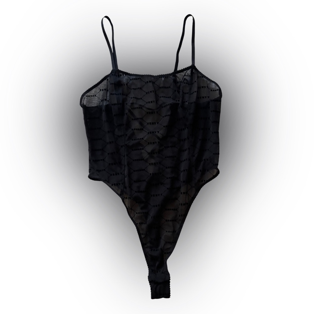 Savage X Fenty logo black bodysuit medium